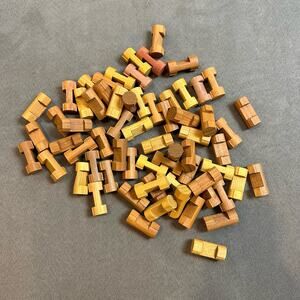 Lincoln Logs Lot of 66 Pieces 1 Single Notch Vintage Golden Blonde Wood Brown